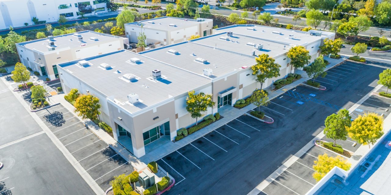 Aerial View Of Industrial Commerce Office Buildings