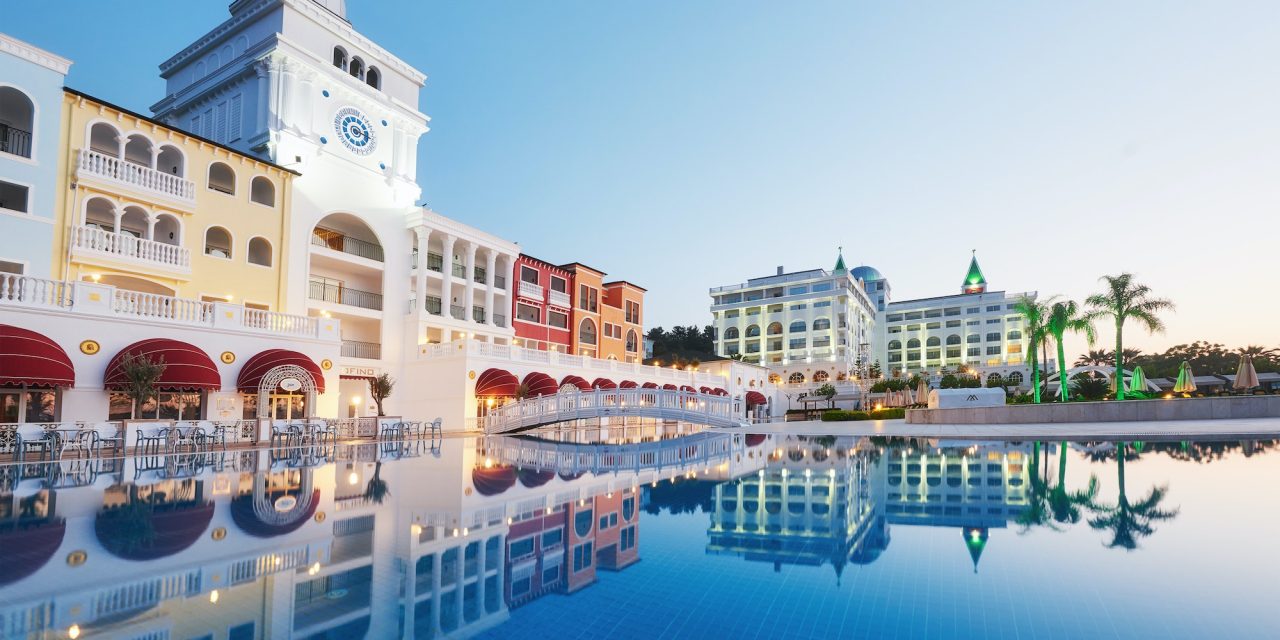 Swimming pool and beach of luxury hotel. Type entertainment complex. Amara Dolce Vita Luxury Hotel