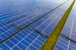 Solar farm on dutch countryside in Groningen